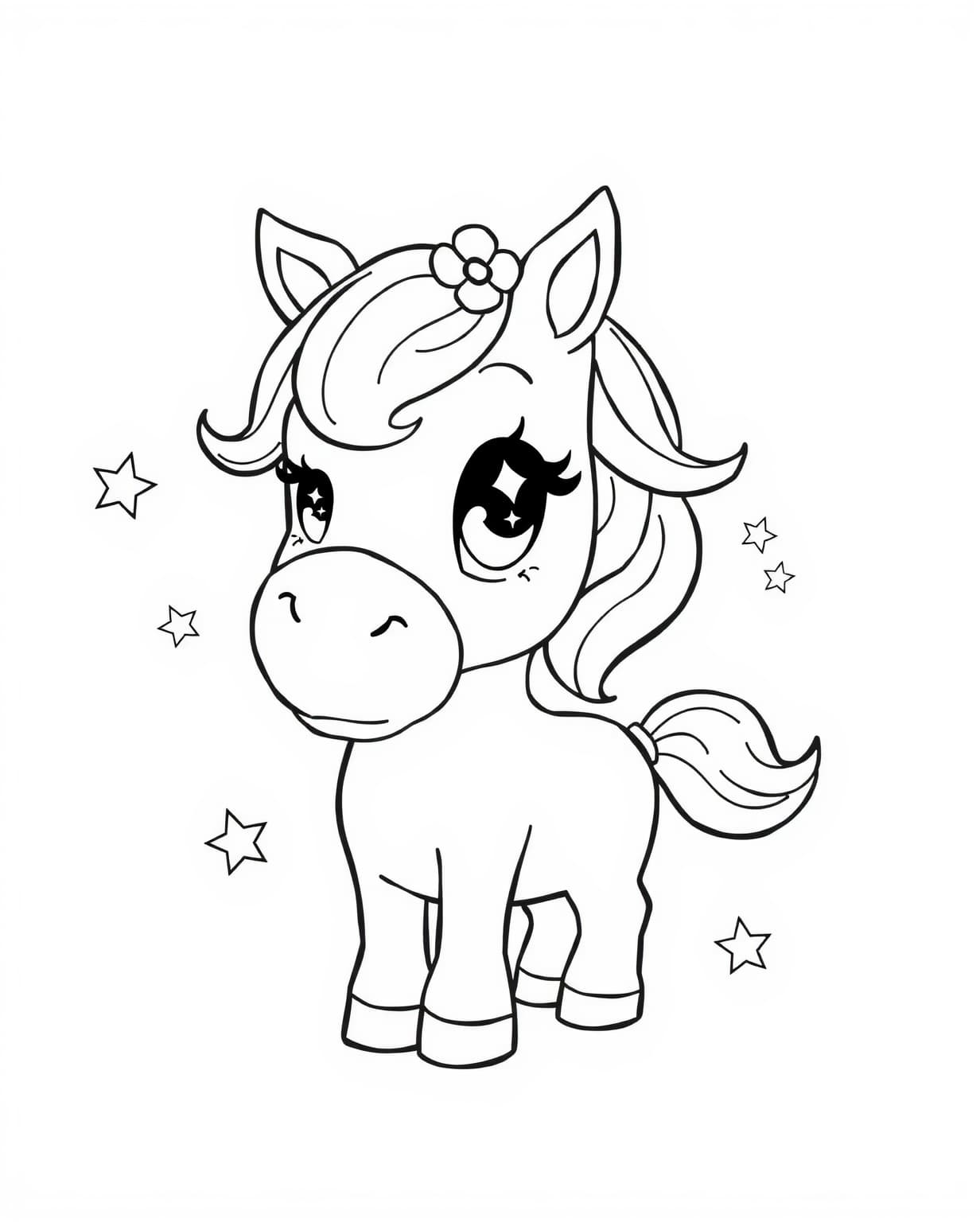 Kawaii Horse Coloring Page