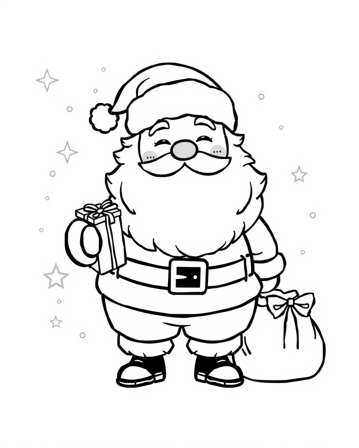 Kawaii Santa Coloring Page