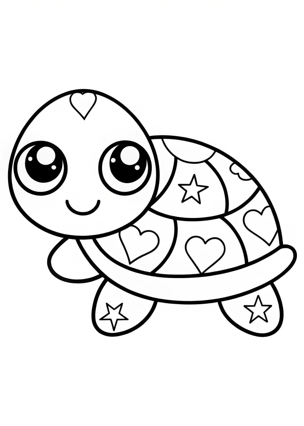 Kawaii Turtle Coloring Page