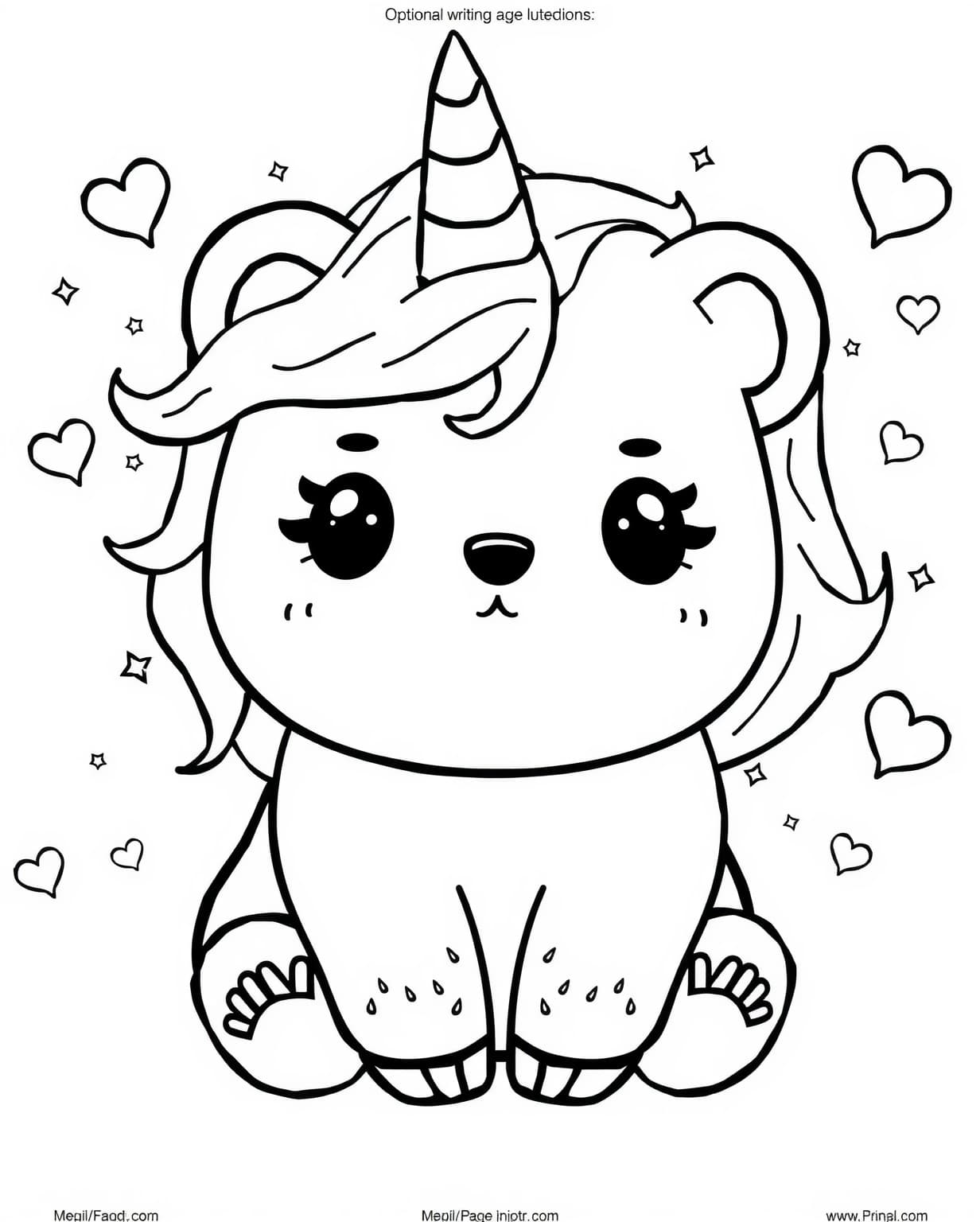 Kawaii Unicorn Panda Coloring Page