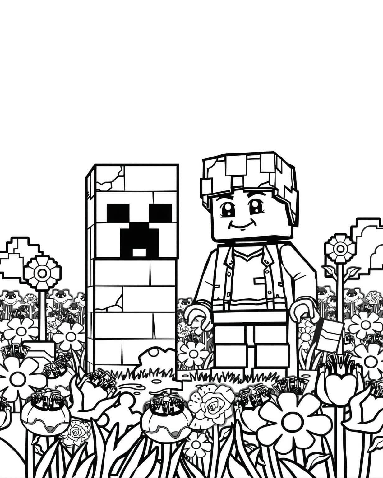 Lego Minecraft Coloring Page