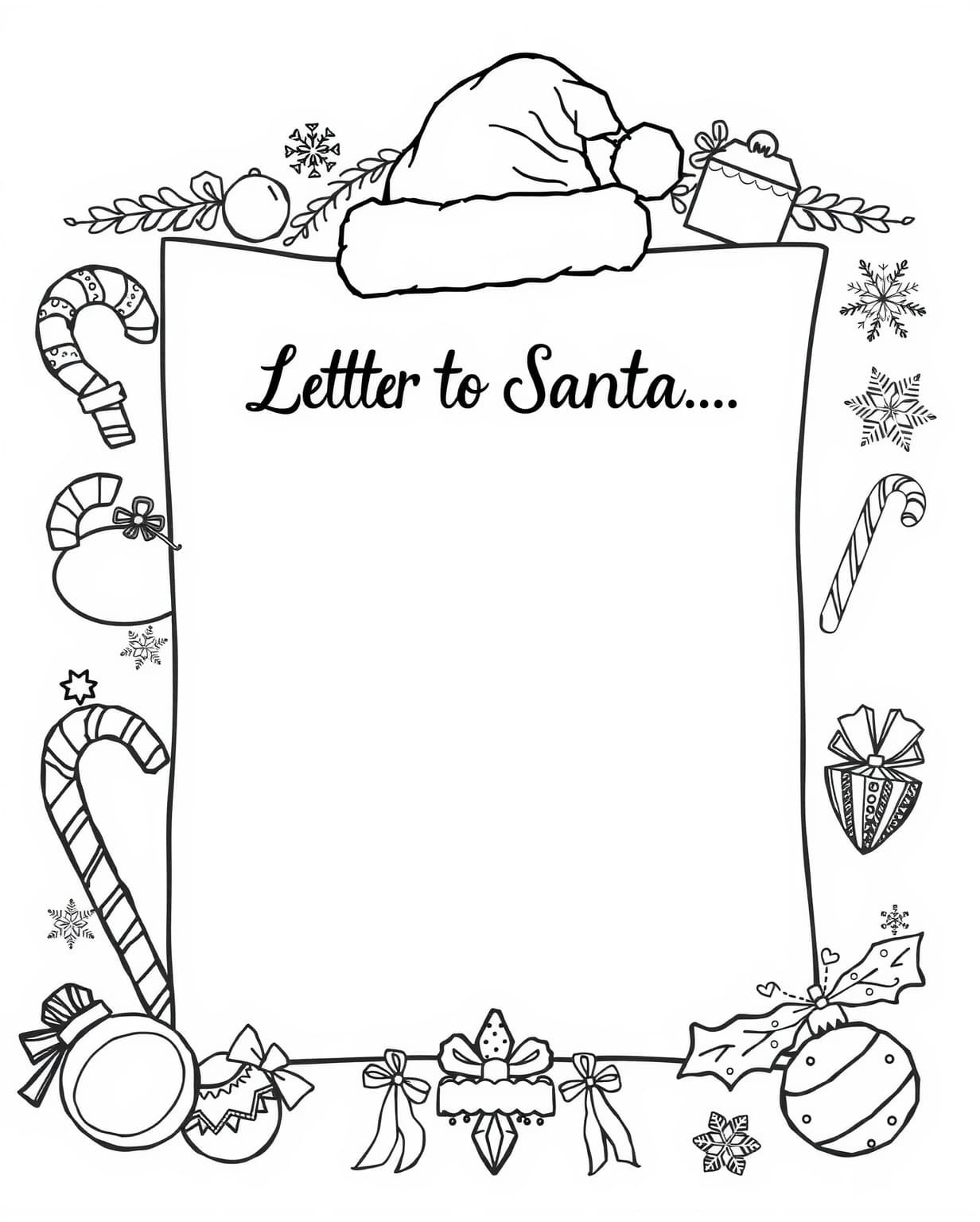 Letter To Santa Coloring Page