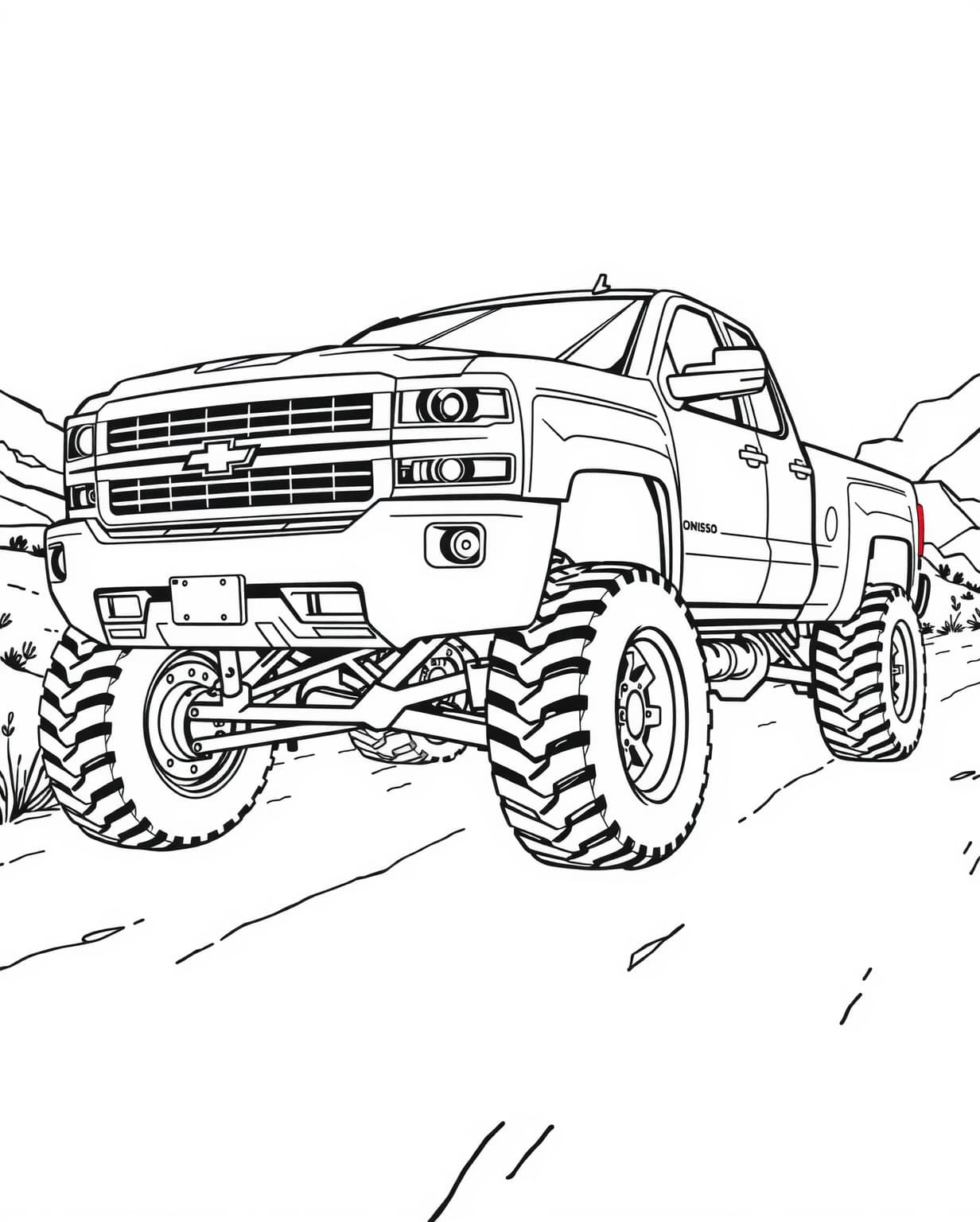 Lifted Chevy Truck Coloring Page