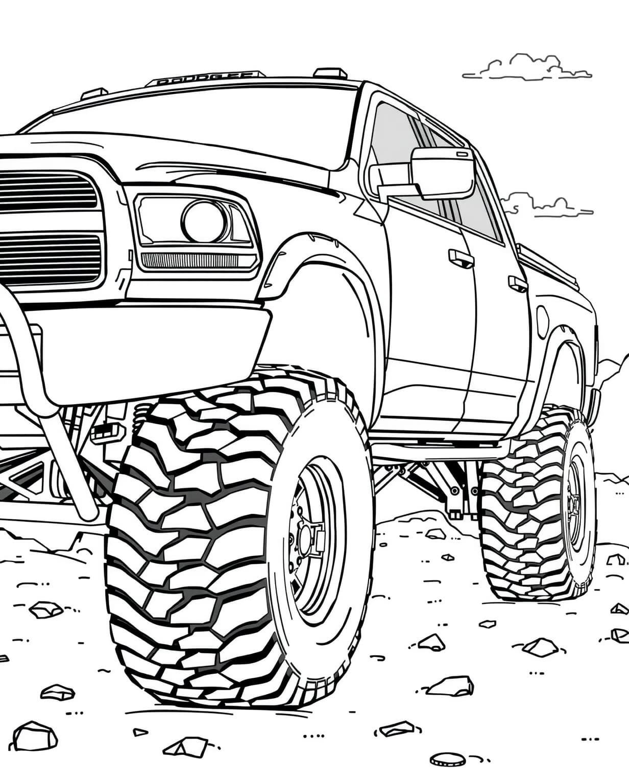 Lifted Dodge Truck Coloring Page
