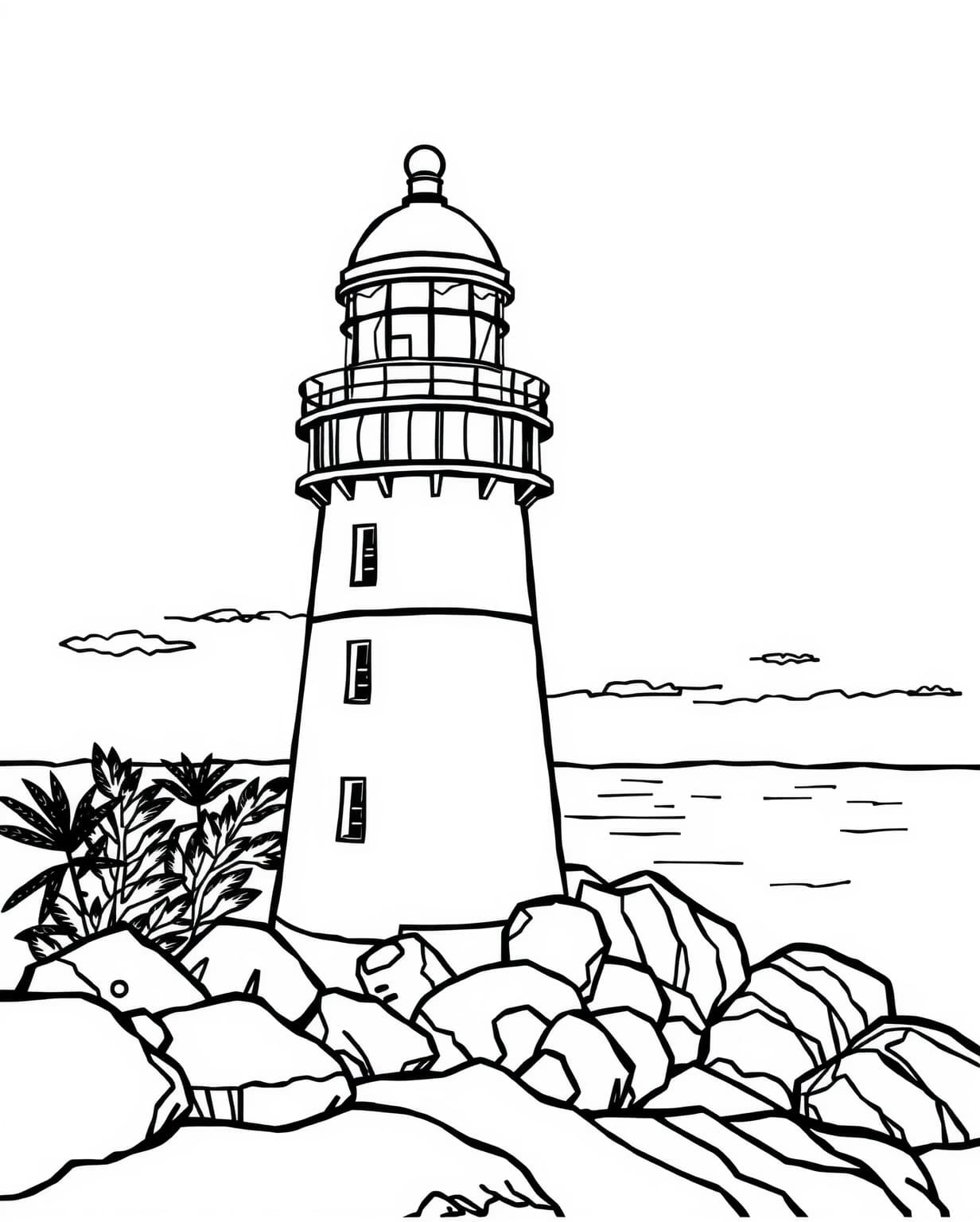 Lighthouse Building Coloring Page
