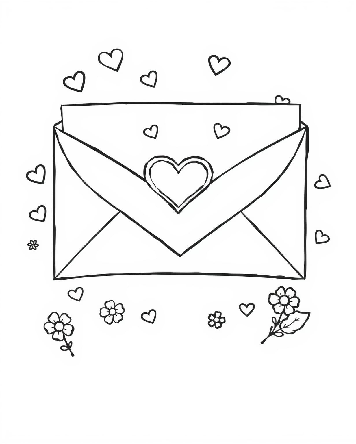 Love Letter Envelope Coloring Page