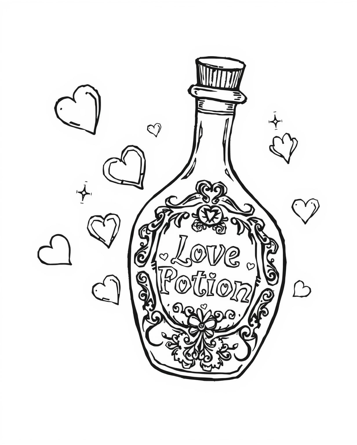 Love Potion Bottle Coloring Page
