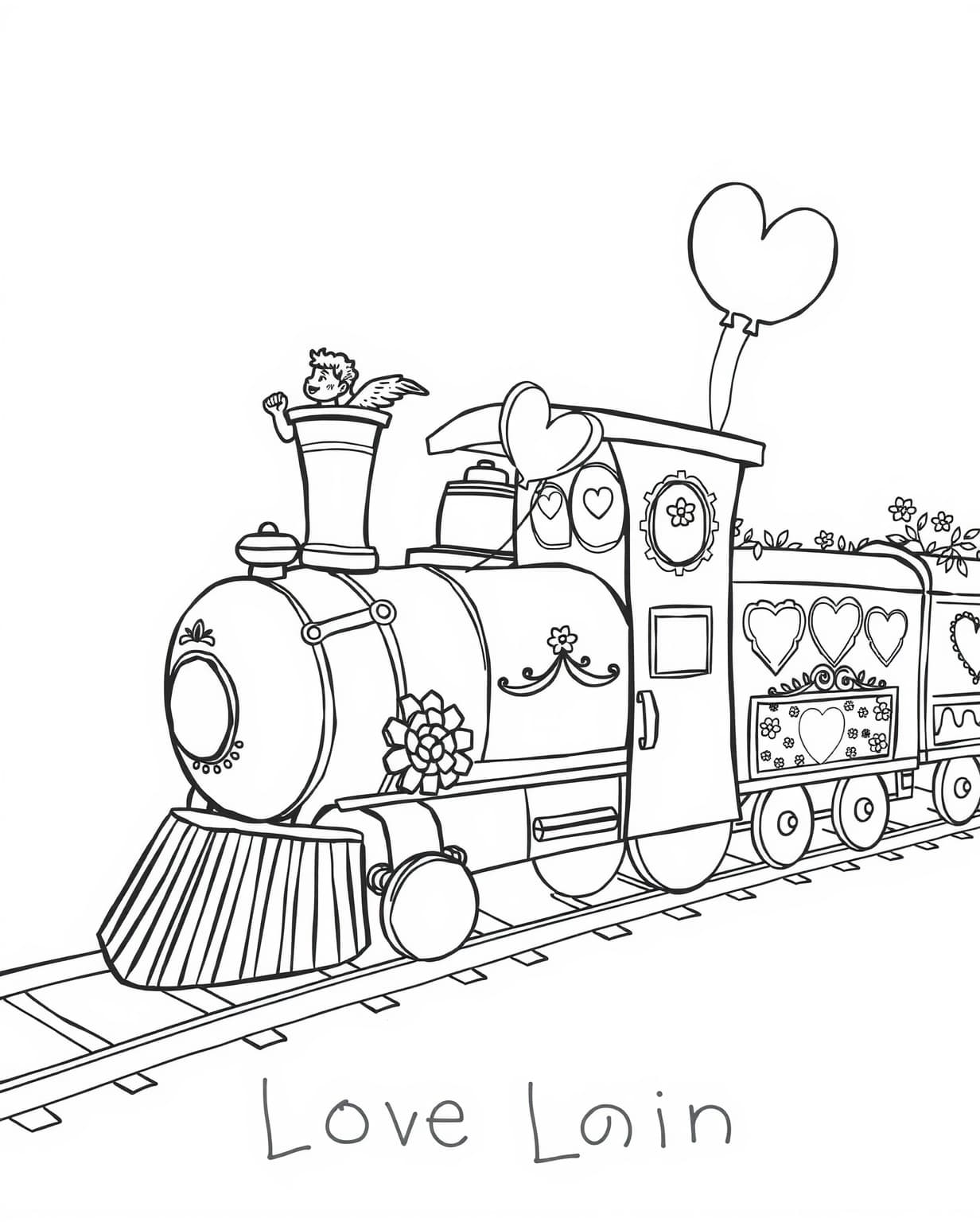 Love Train Coloring Page