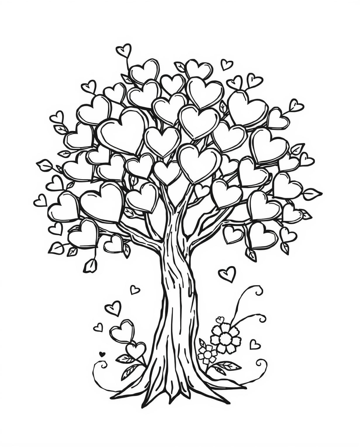 Love Tree Coloring Page