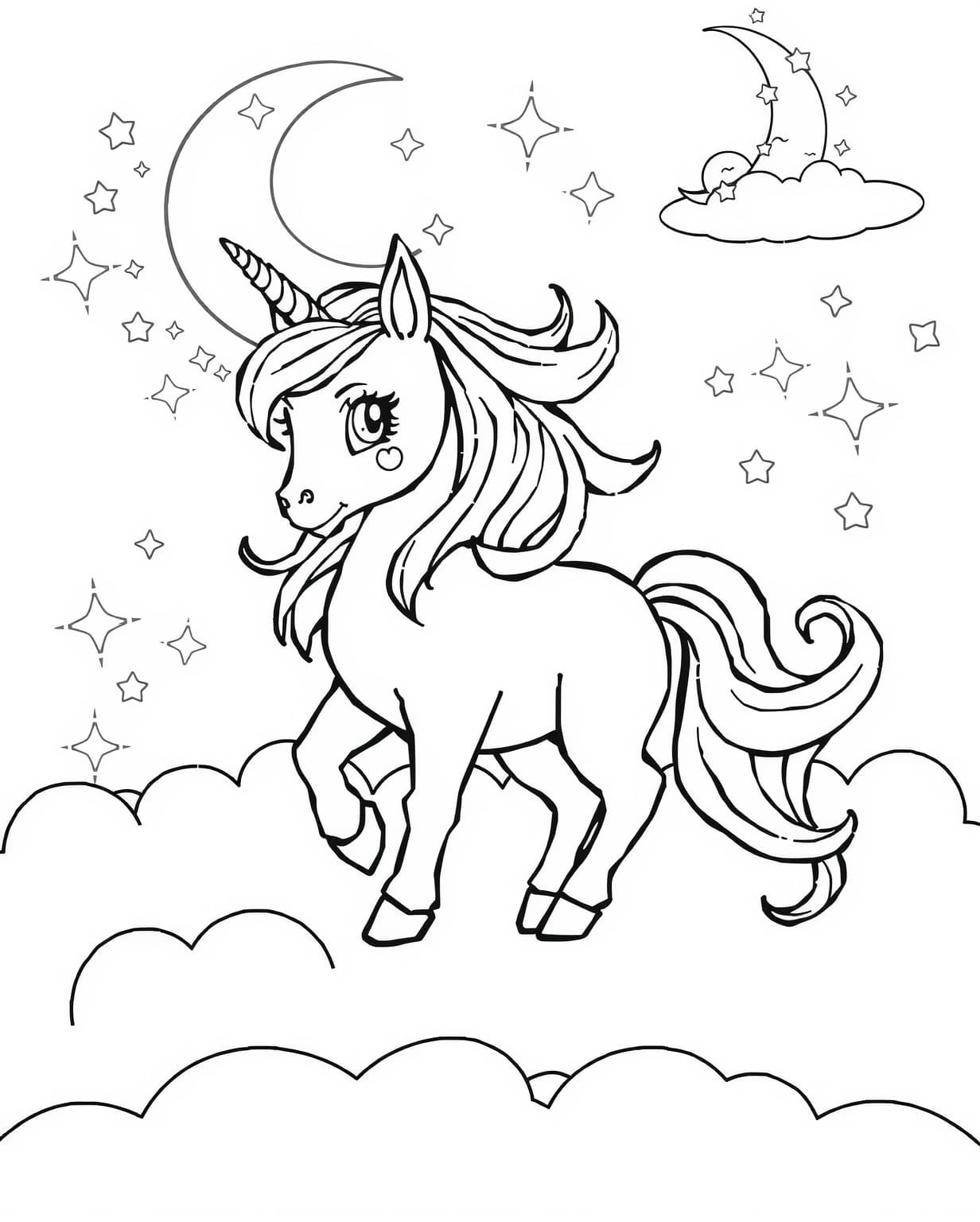 Magical Unicorn Coloring Page