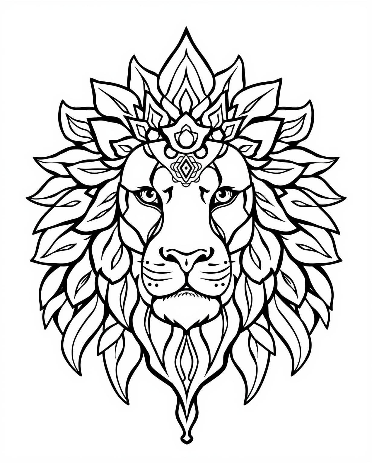 Majestic Lion Face Coloring Page