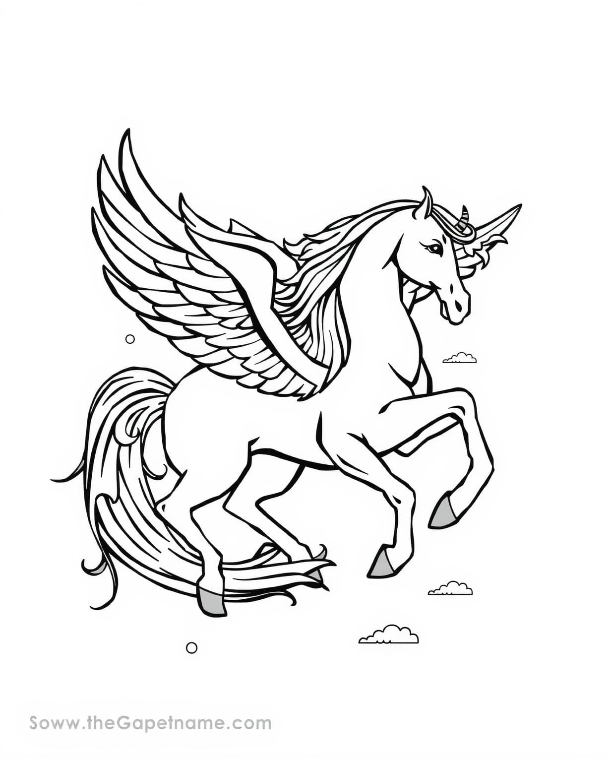 Majestic Pegasus Coloring Page