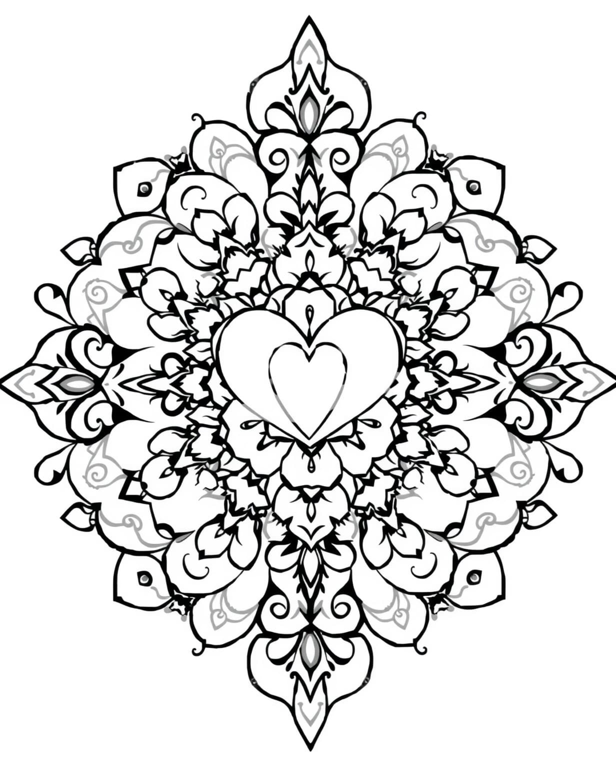 Mandala Of Love Coloring Page