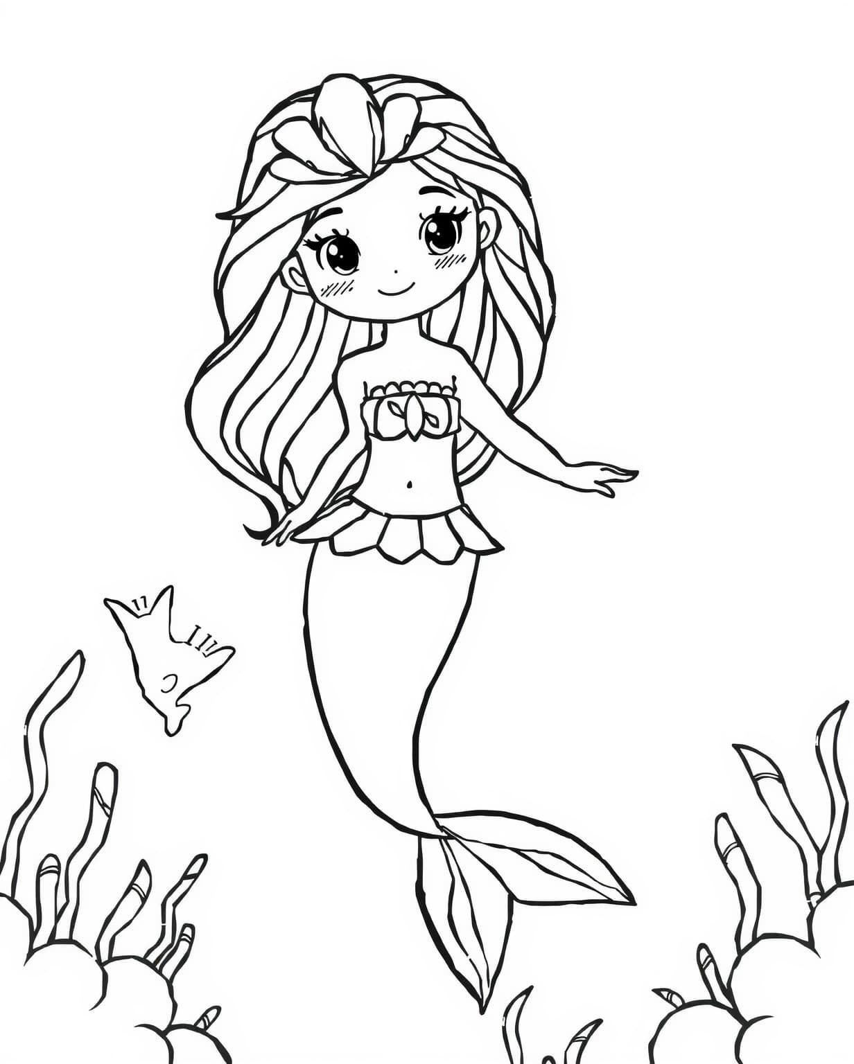 Mermaid Coloring Page for Girls