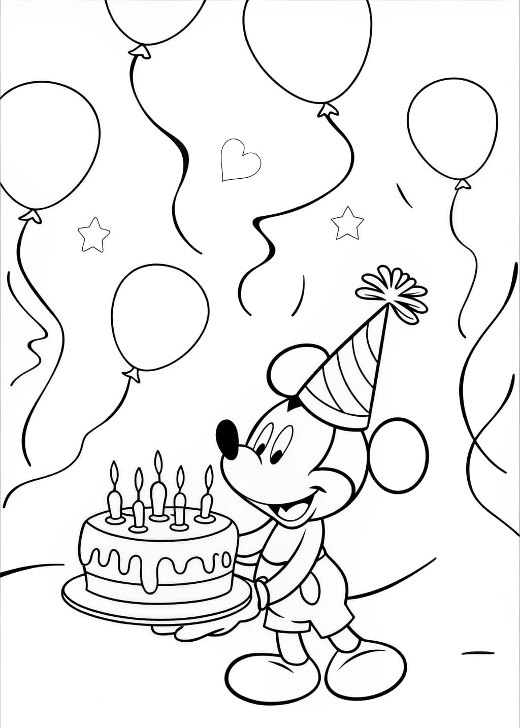 Mickey Mouse Birthday Coloring Page