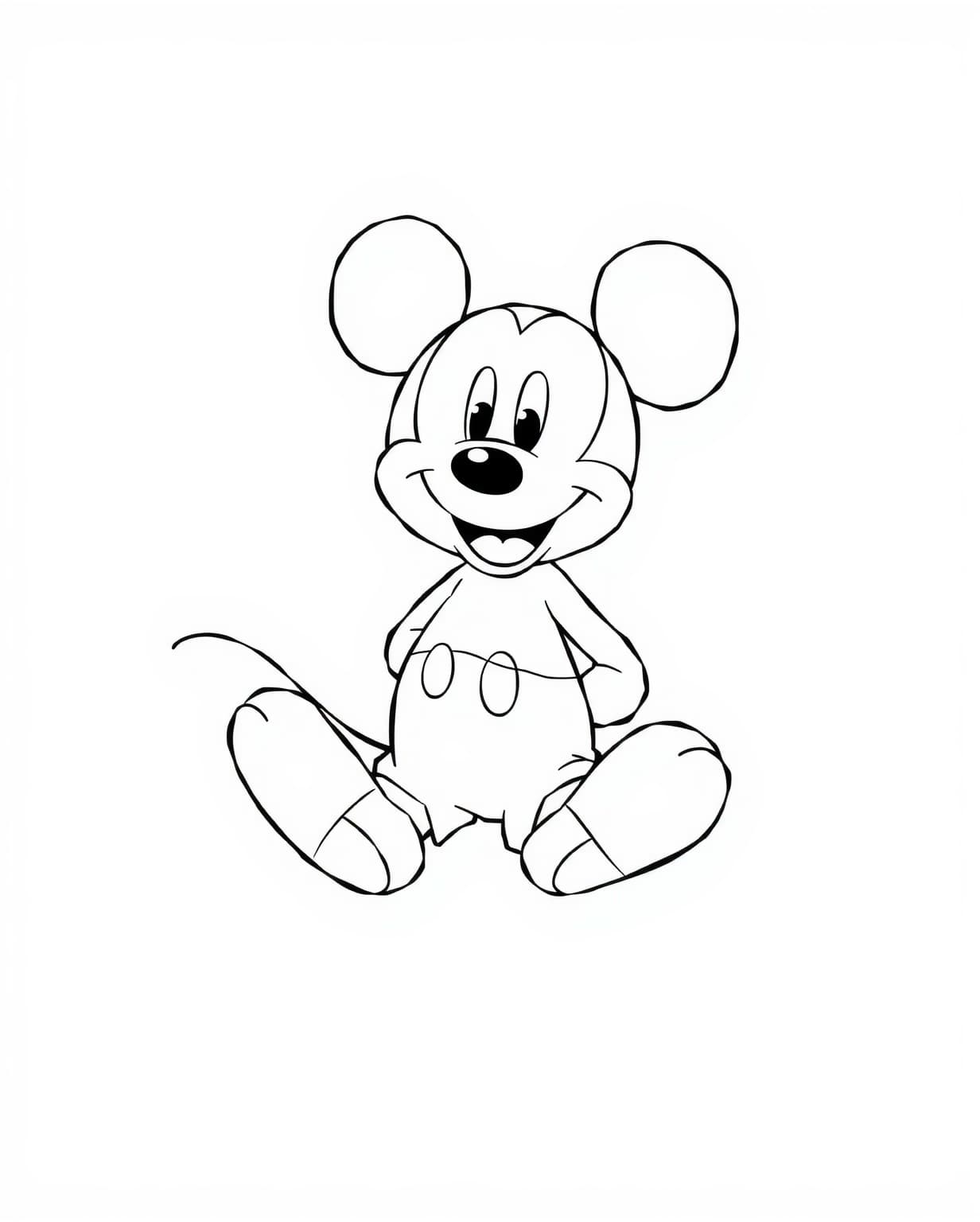 Mickey Mouse Sitting Cross-Legged Coloring Page