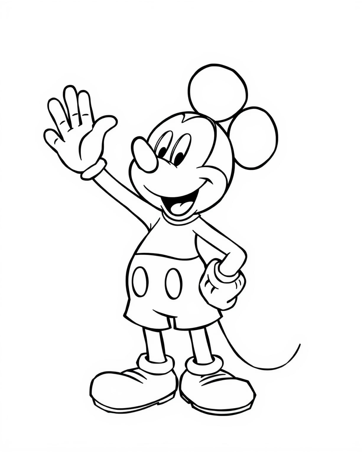 Mickey Mouse Waving Coloring Page