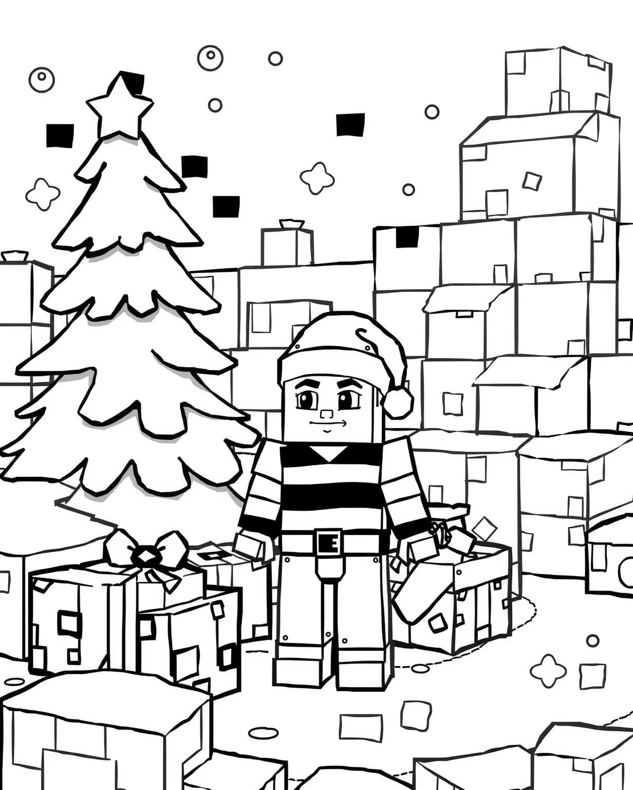 Minecraft Christmas Coloring Page