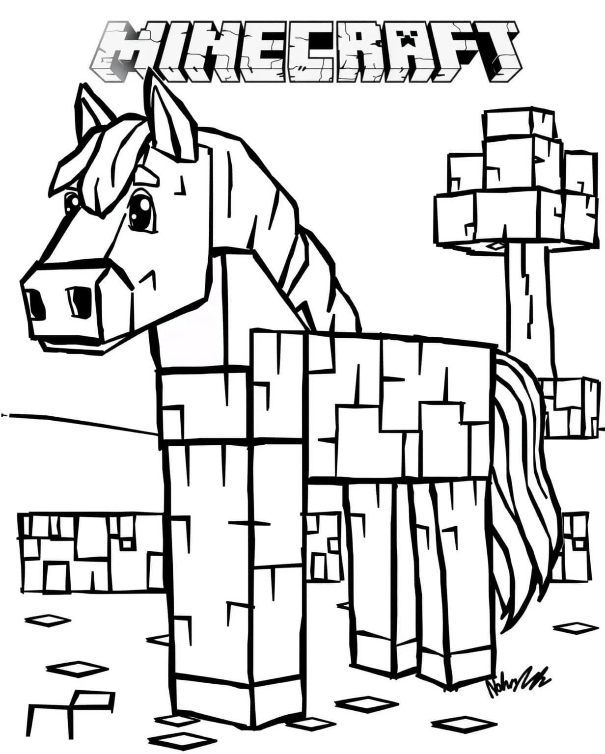 Minecraft Horse Coloring Page