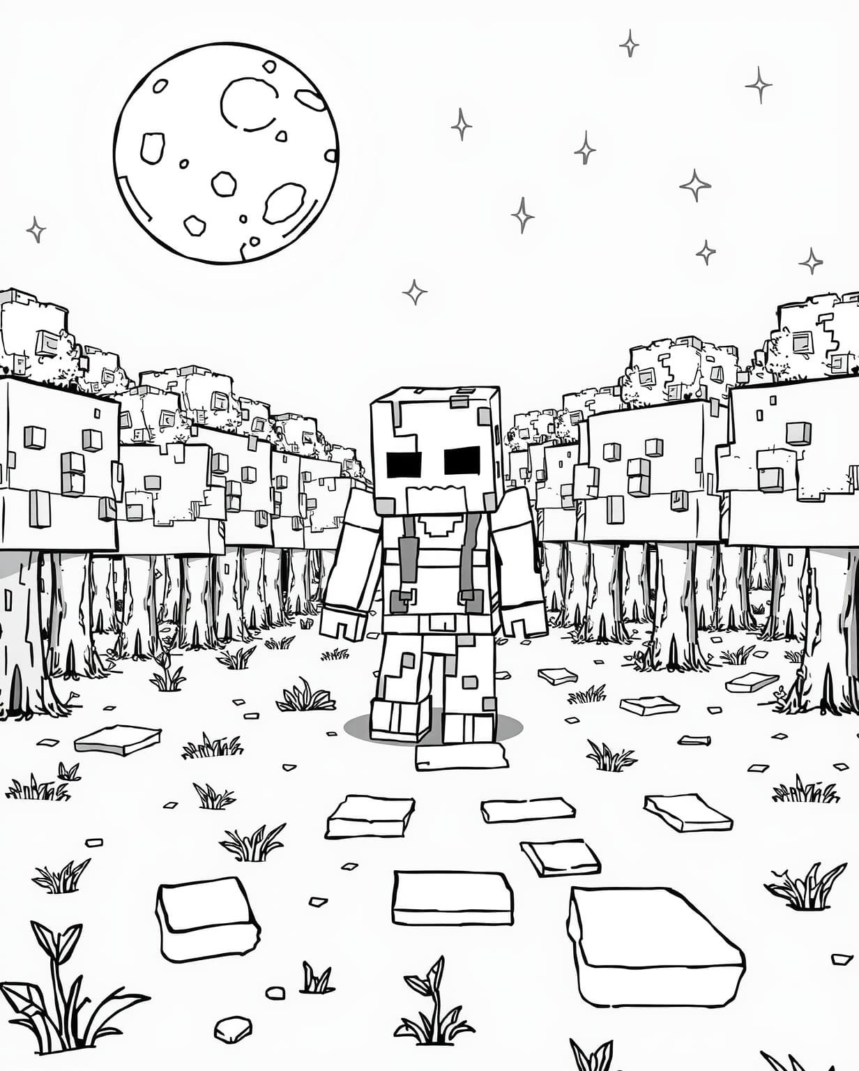 Minecraft Zombie Coloring Page