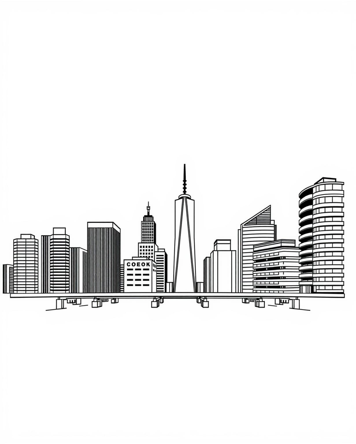 Modern City Skyline Coloring Page