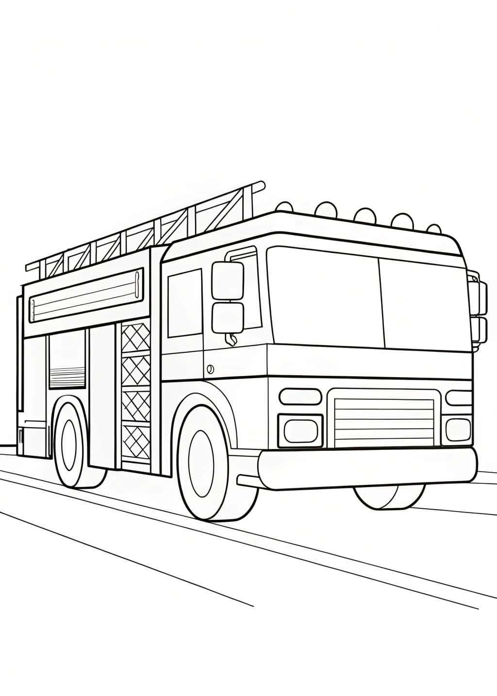 Modern Fire Engine Coloring Page