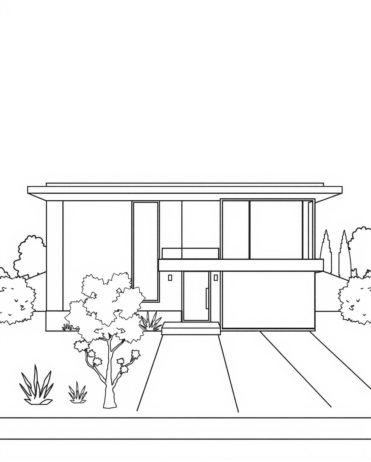 Modern House Coloring Page