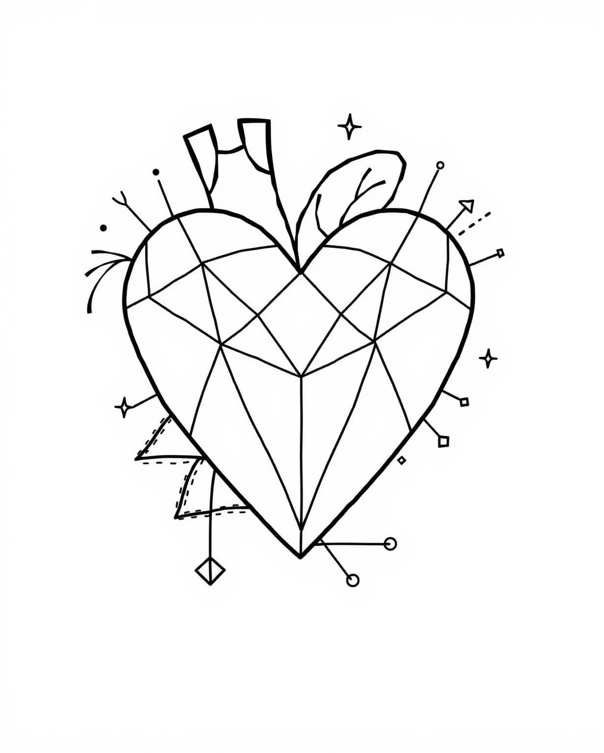 Modern Minimalist Heart Coloring Page