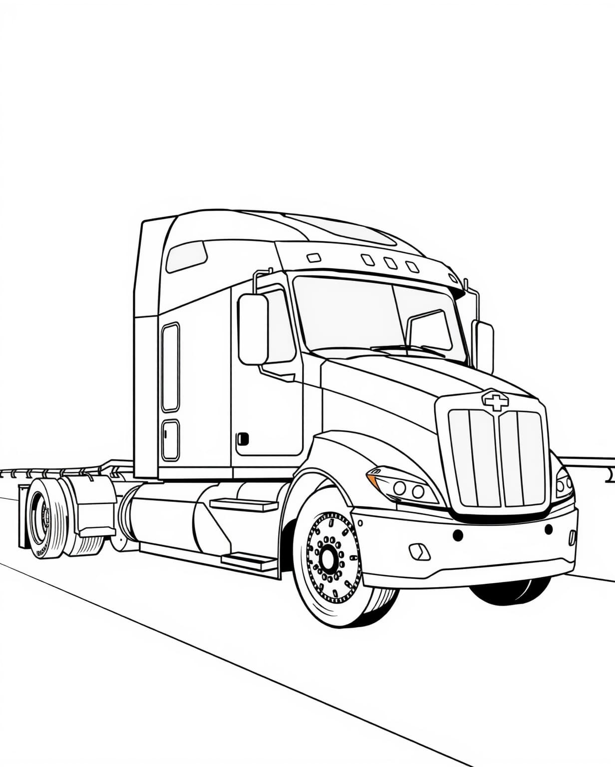Modern Semi Truck Coloring Page