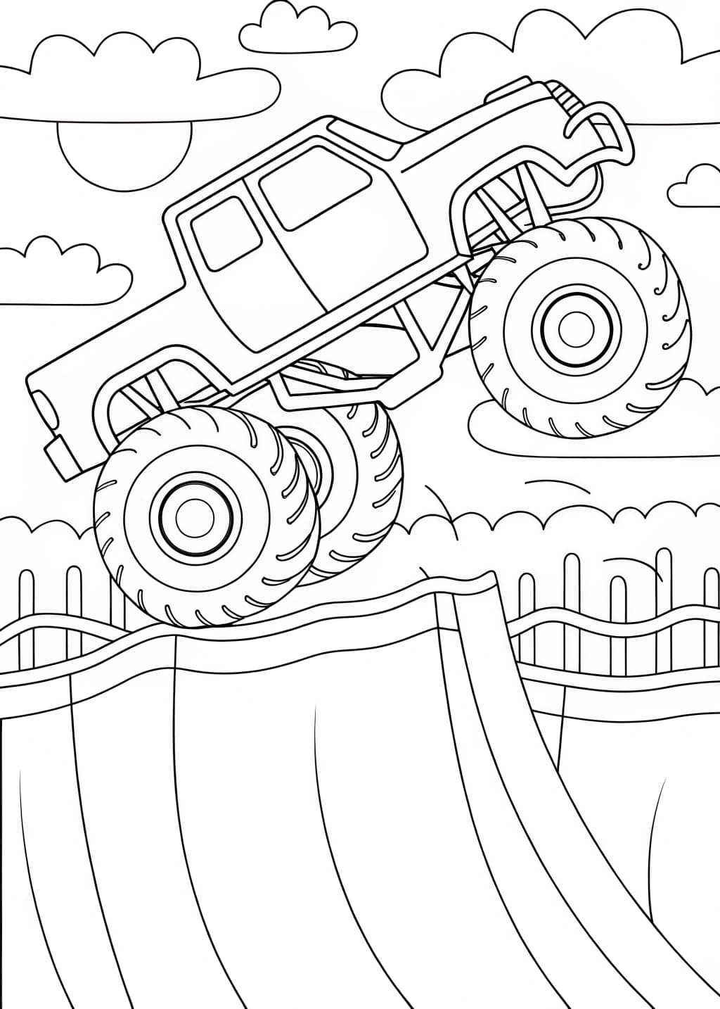 Monster Truck Air Jump Coloring Page