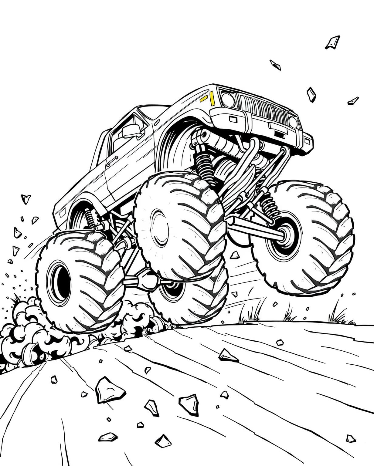Monster Truck in Action Coloring Page