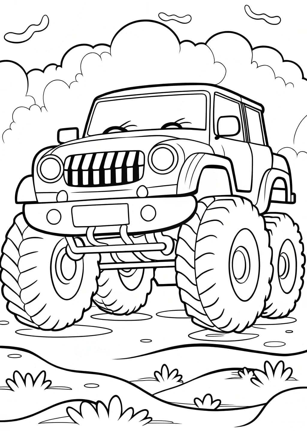 Monster Truck Jeep Coloring Page