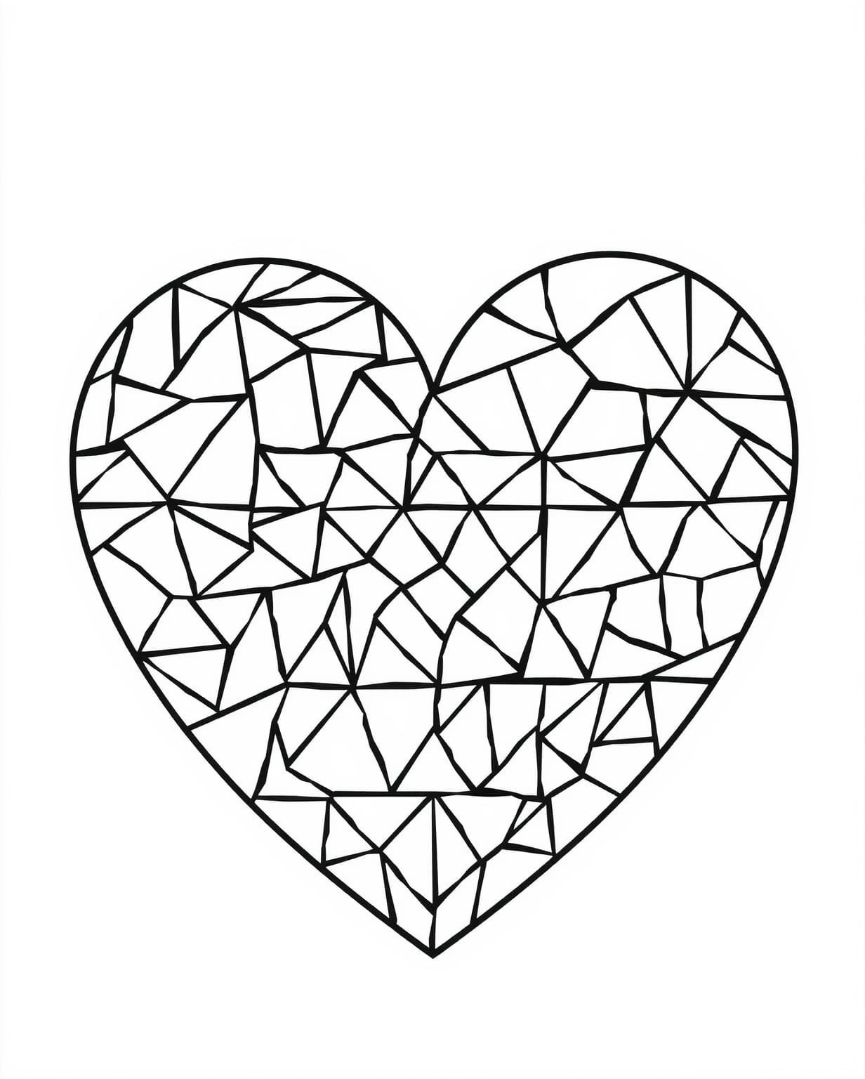 Mosaic Heart Coloring Page