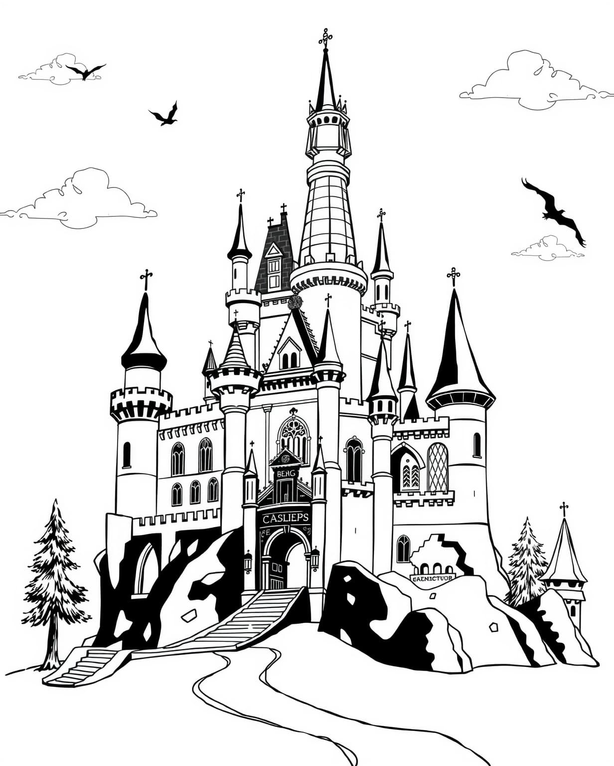 Mystical Castle Coloring Page
