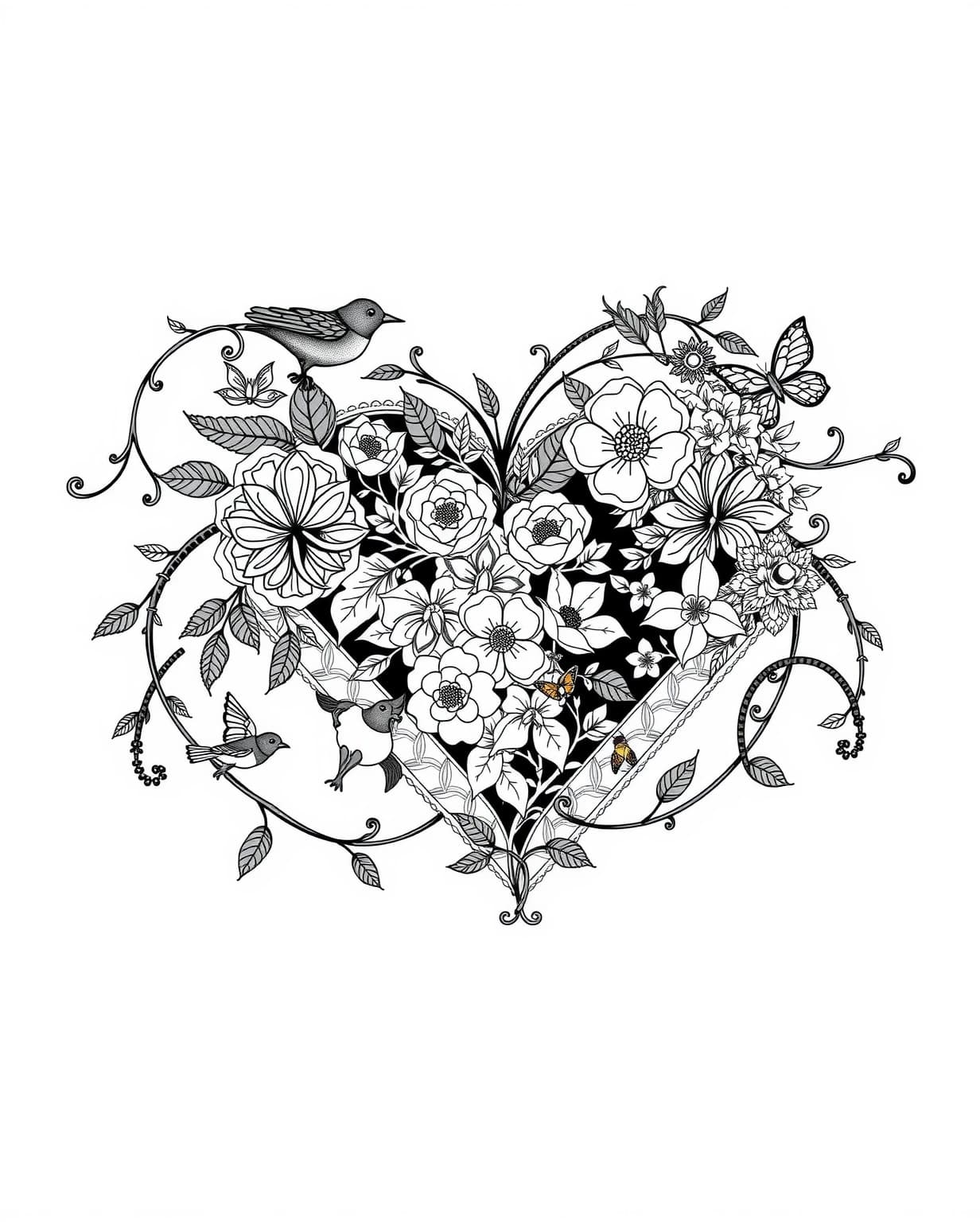 Nature’s Heart Coloring Page