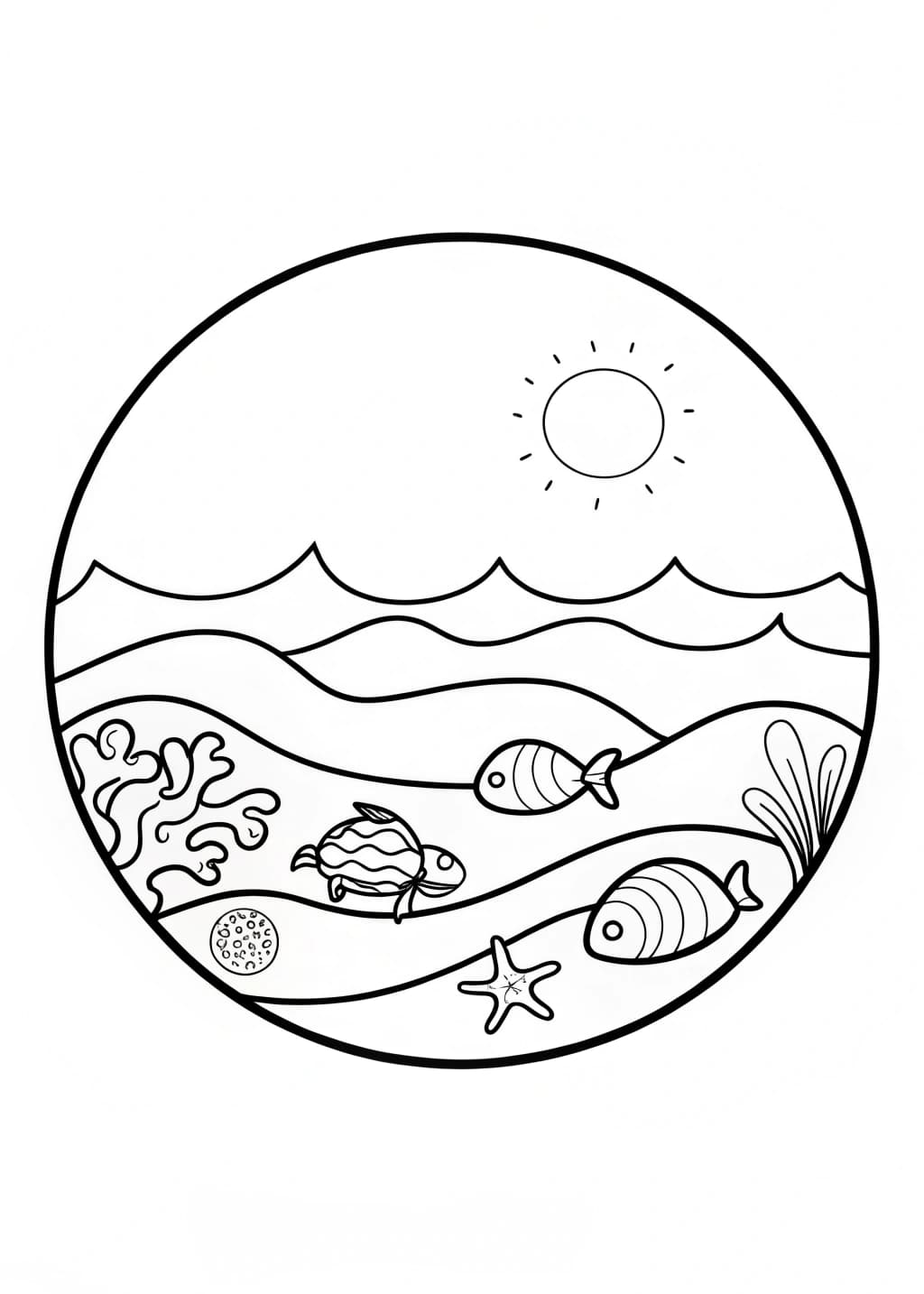 Ocean Scene Coloring Page