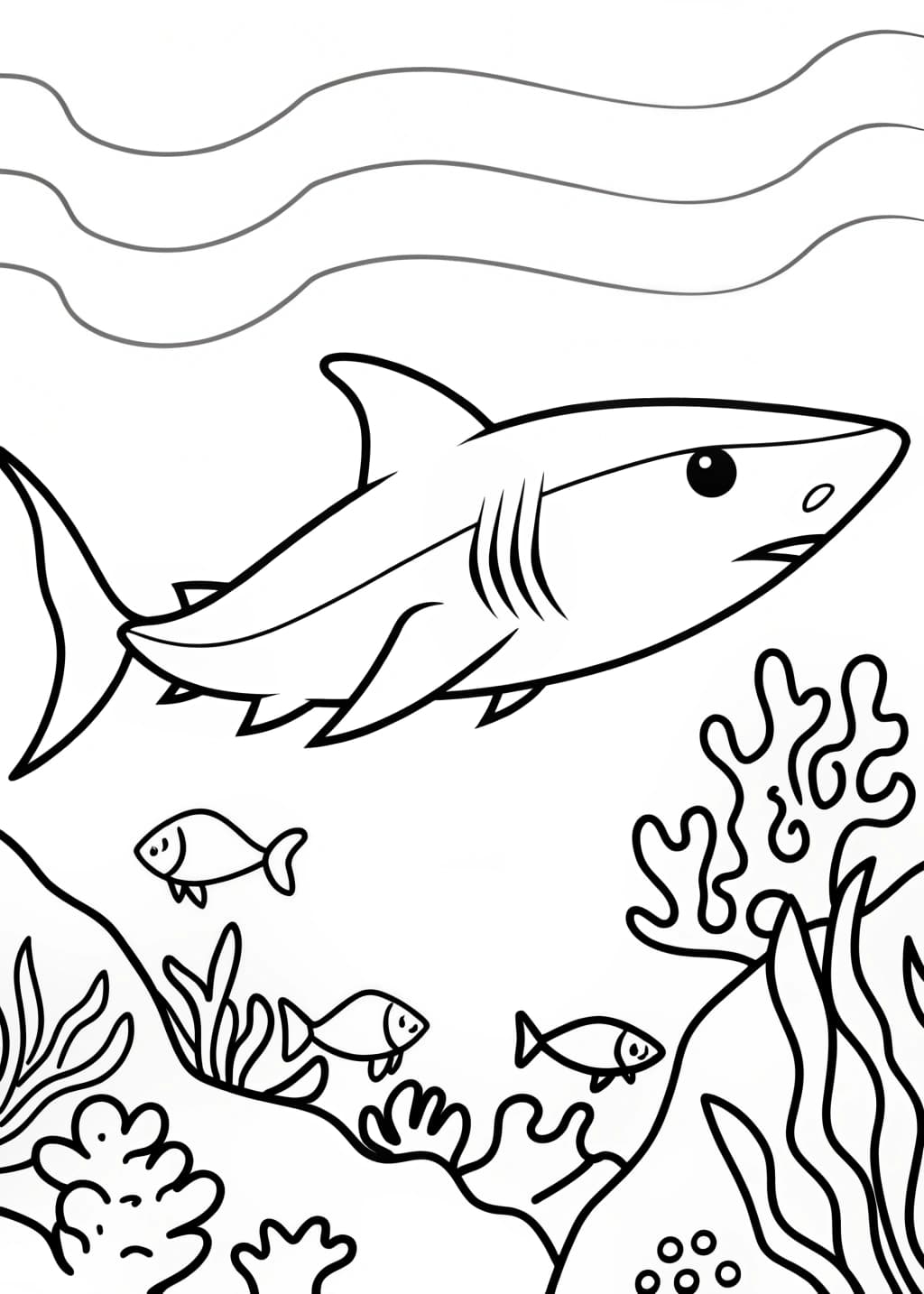 Oceanic Hunter Shark Coloring Page