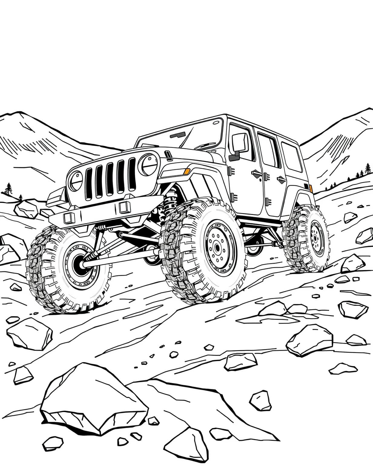 Off-Road Adventure Jeep Coloring Page