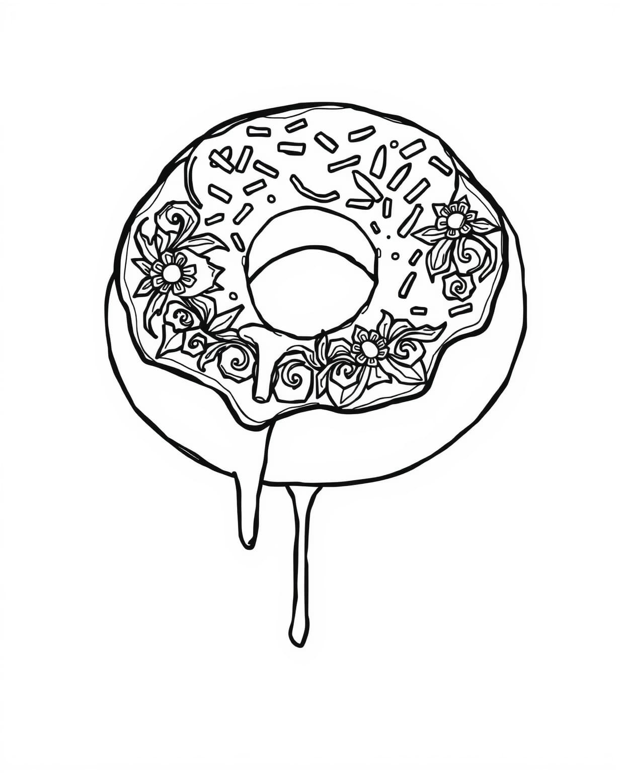 Ornate Donut Coloring Page