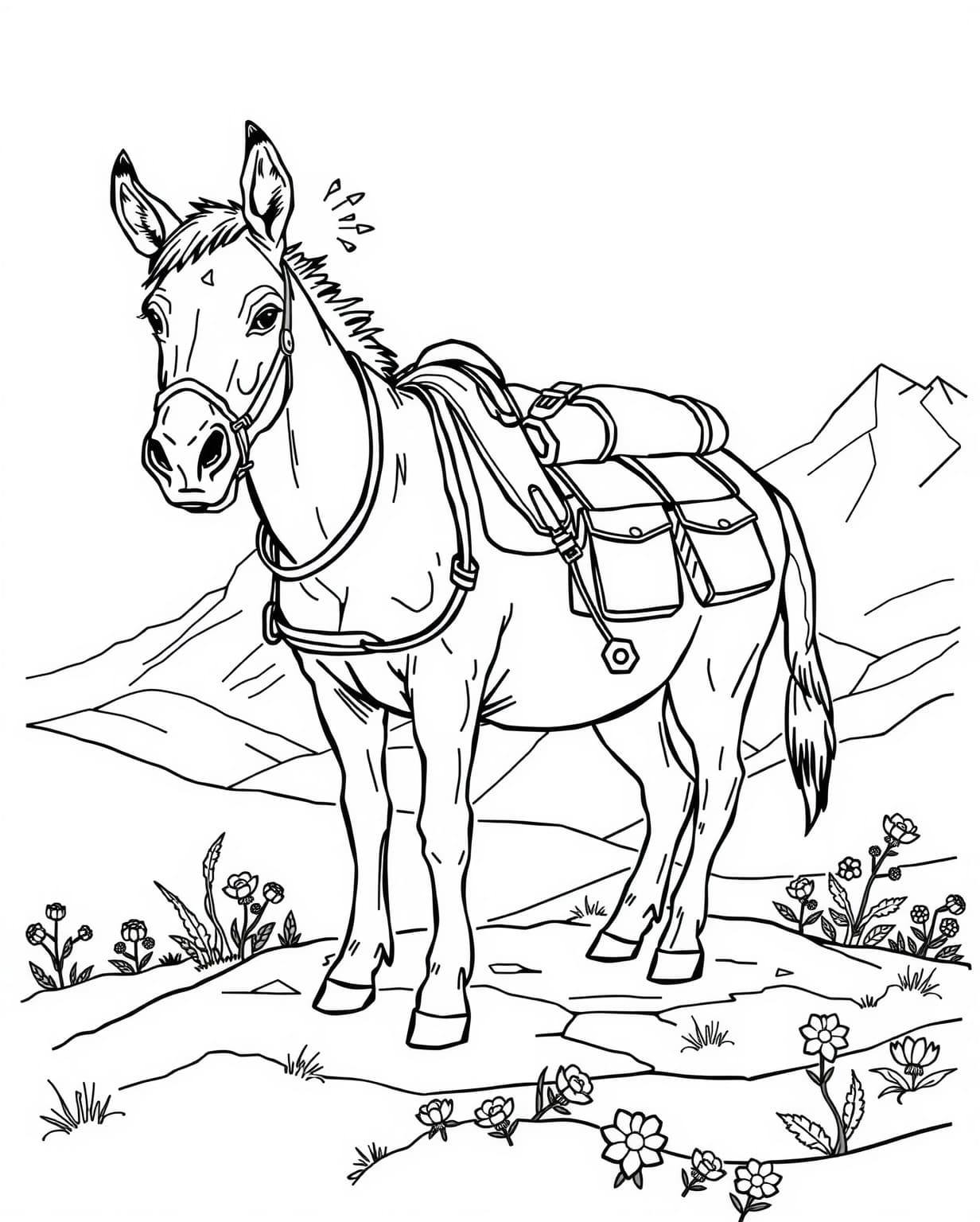 Pack Mule Coloring Page