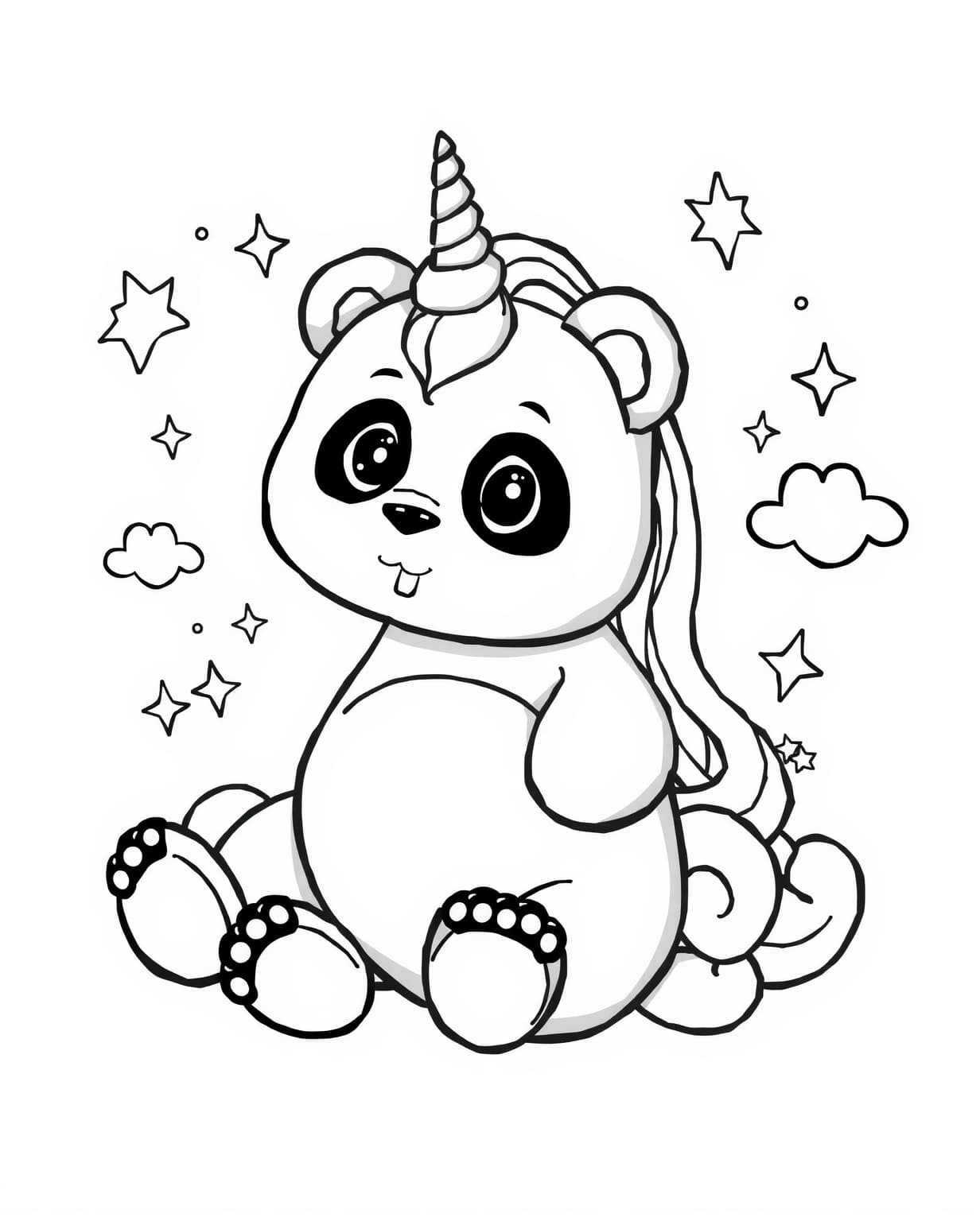 Panda Unicorn Coloring Page