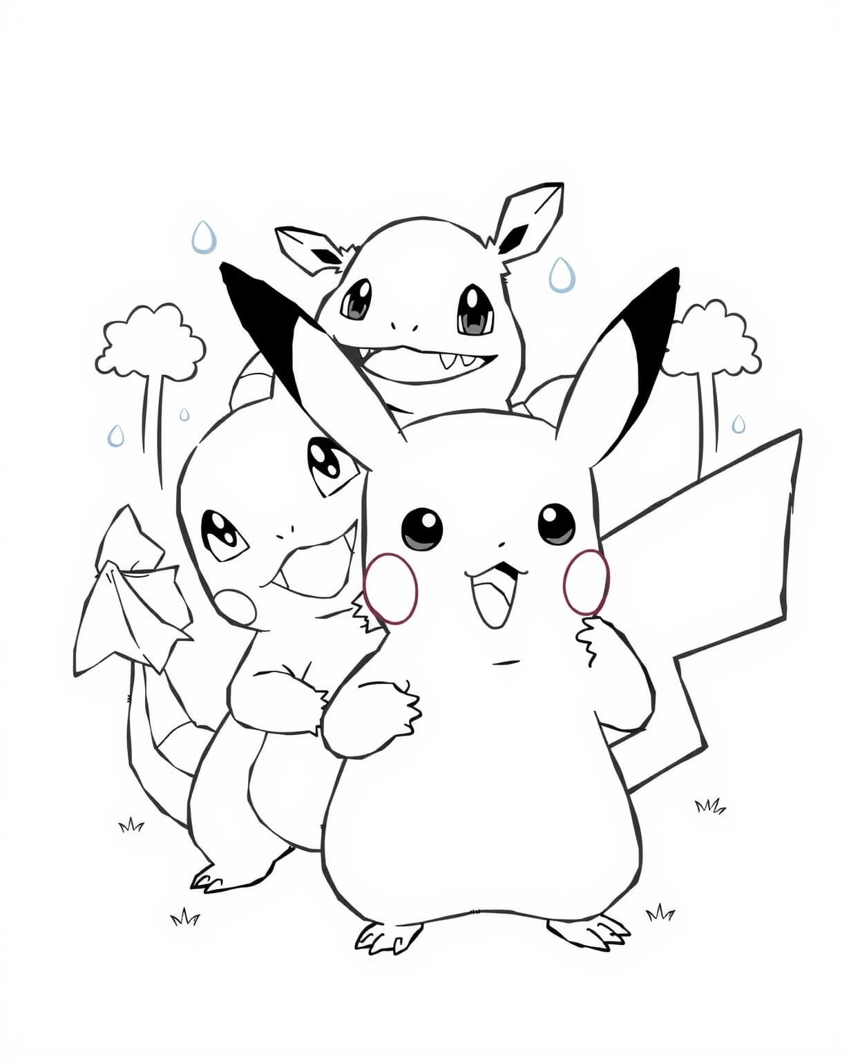 Pikachu and Friends Coloring Page