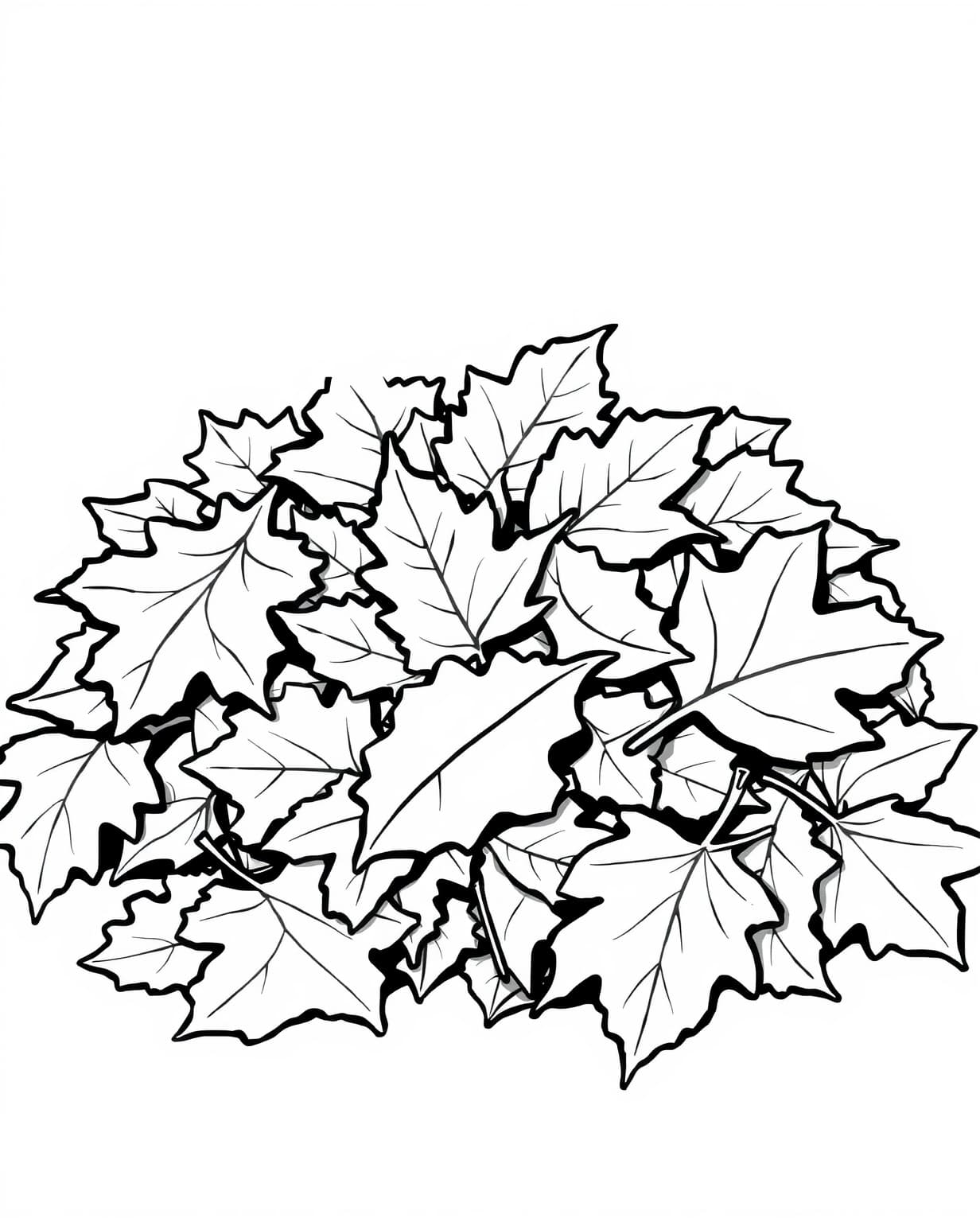 Piles of Autumn Leaves Coloring Page