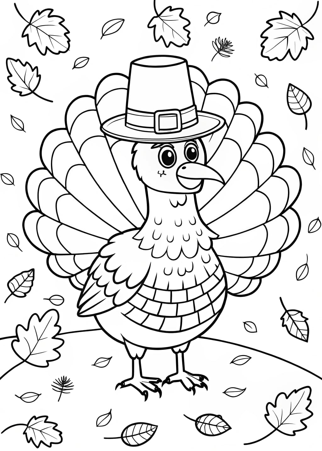 Pilgrim Hat Turkey Coloring Page