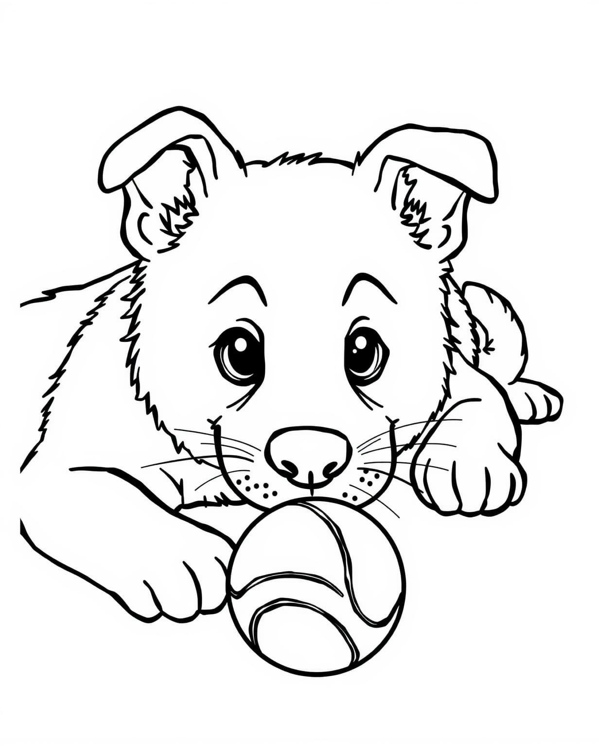 Playful Dog with a Ball Coloring Page