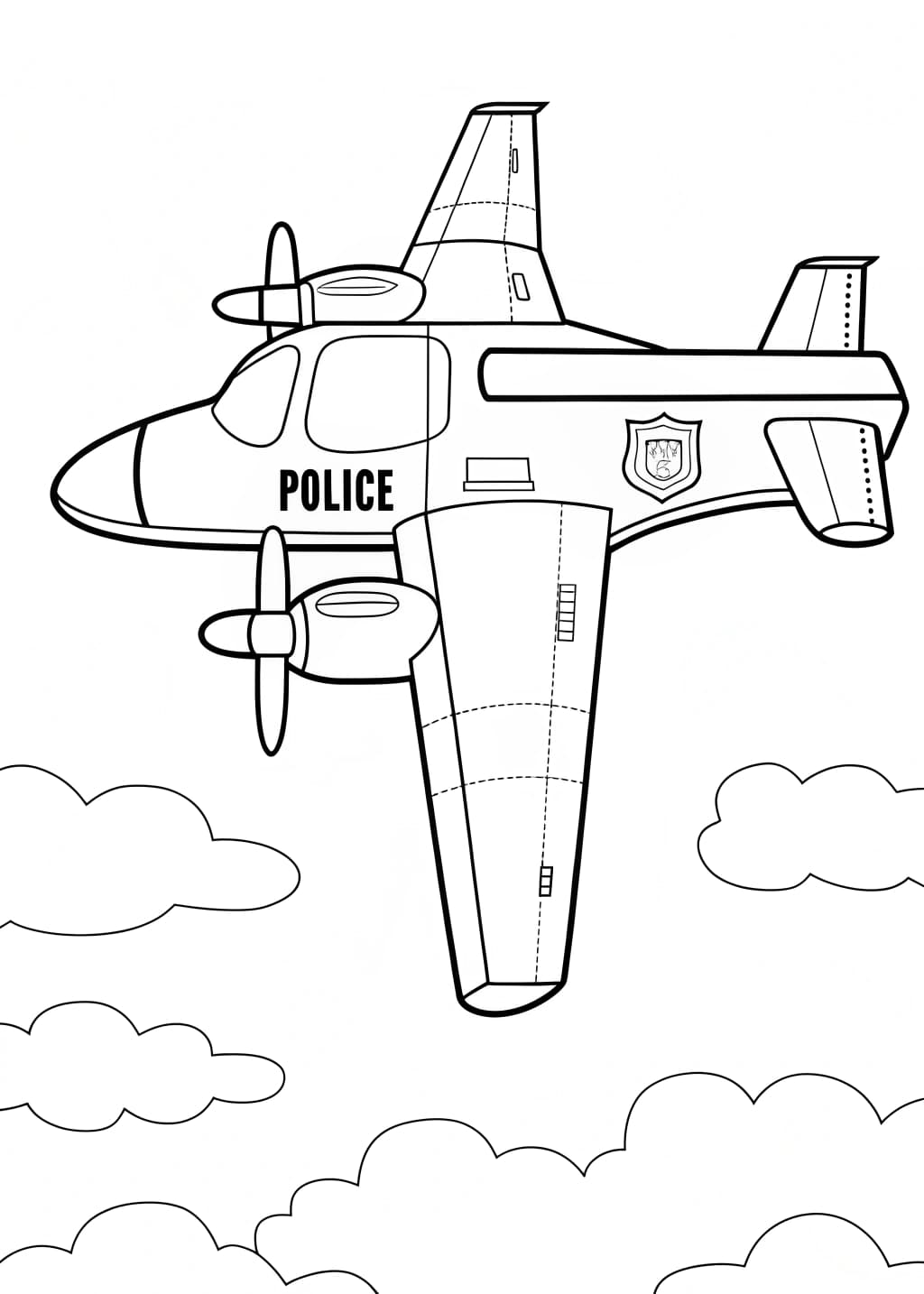 Police Airplane Coloring Page