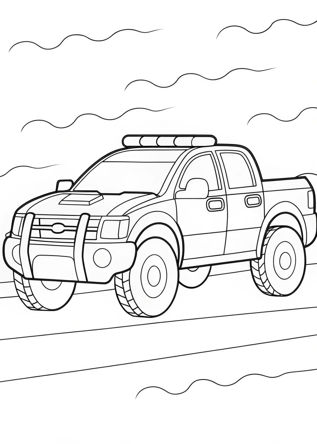 Police Pickup Truck Coloring Page
