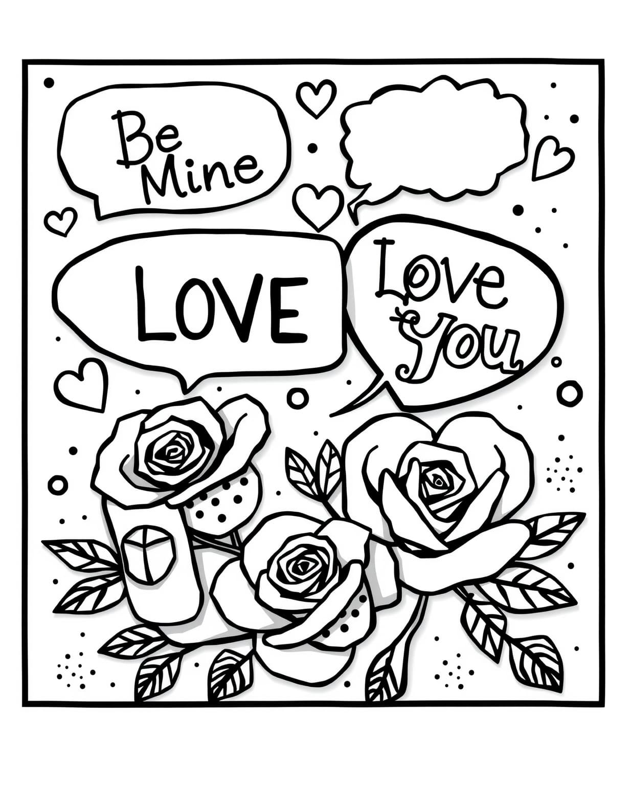 Pop Art Valentine Coloring Page