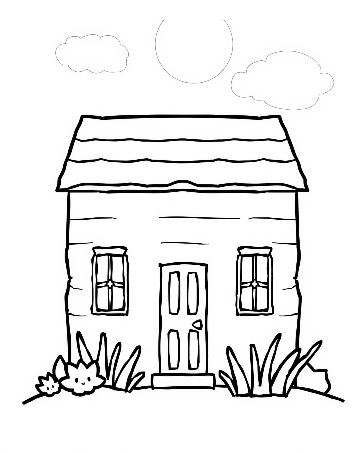 Printable Easy House Coloring Page