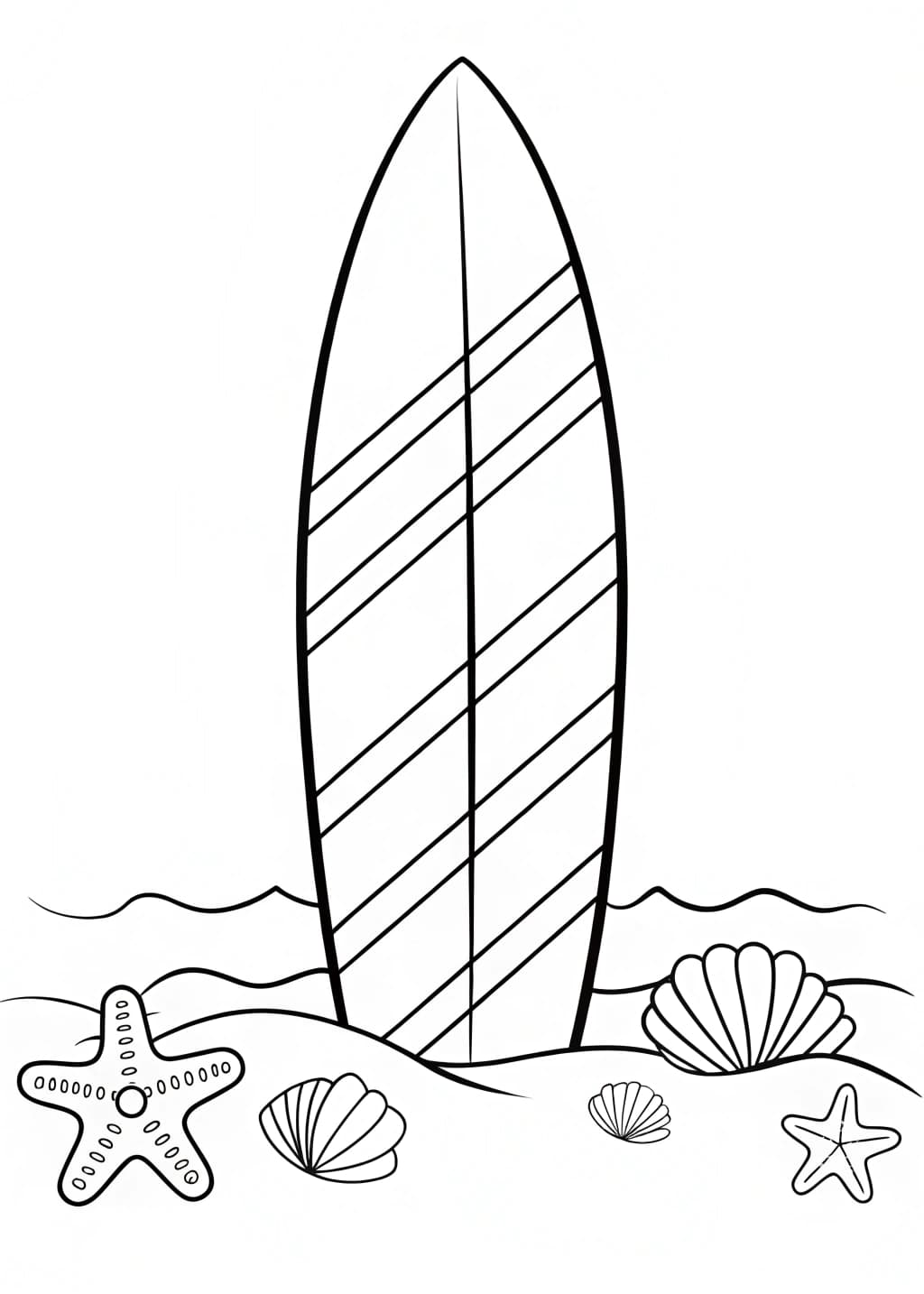 Printable Surfboard Coloring Page